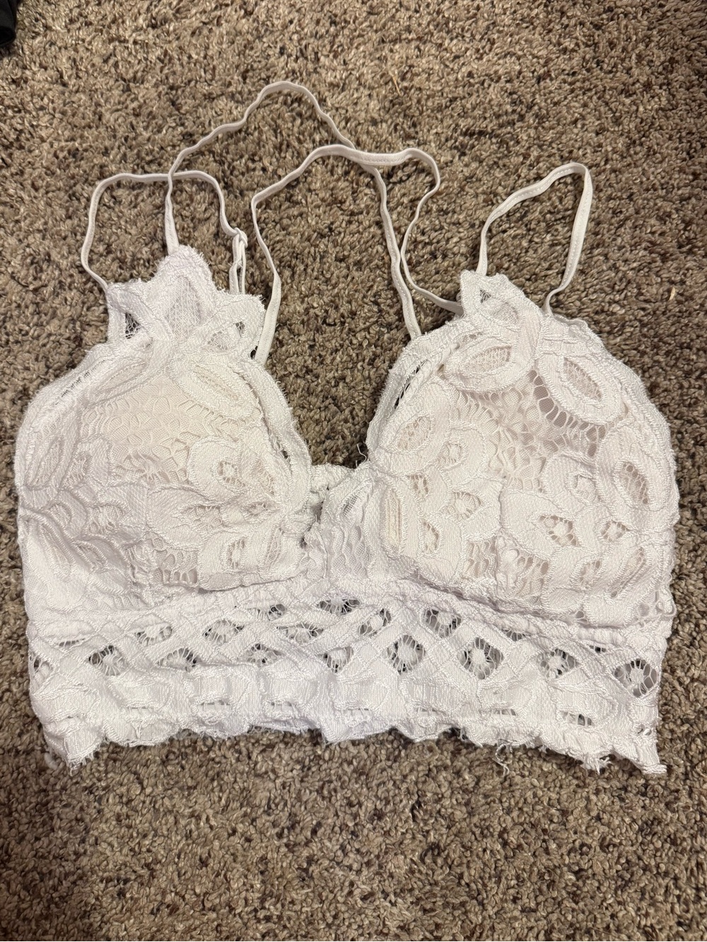 Lace Bralette Crop Top - White